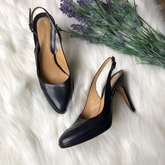 Faconnable Shoes - Faconnable Dark Navy Blue Slingback Sandal Pumps